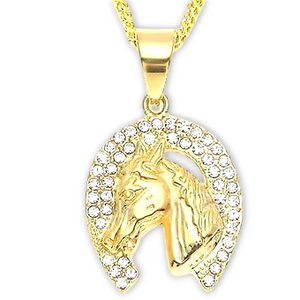 Stunning Horseshoe Horse Pendant Necklace