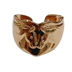 Horses Open Size Gold Plated Adjustable Ring - with intricate design.