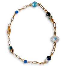 Clear Crystal Gemstone Gold Linked Bracelet -