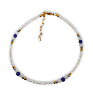 Purple Jade Anklet with crystal beads and gold accents, 21cm length, lobster clasp, extension chain.