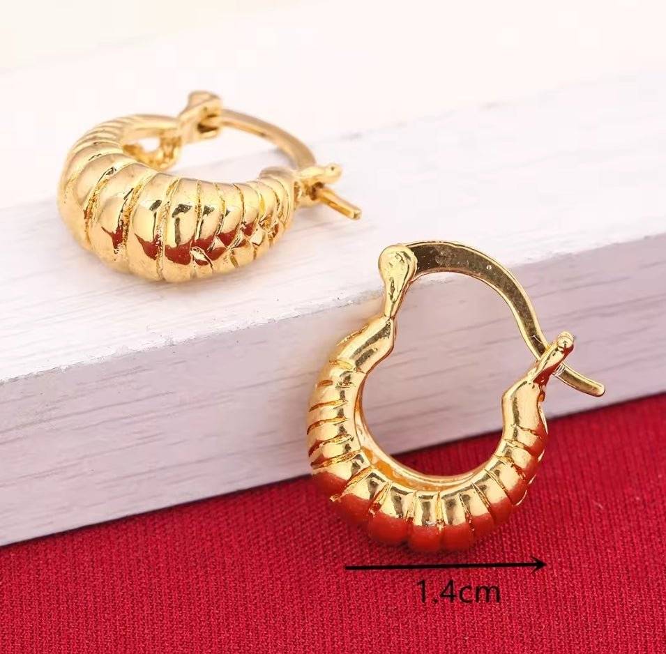 24K Gold Plated Huggies Earrings with lever back, crafted from brass.