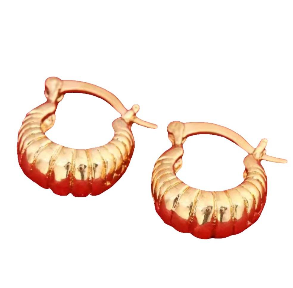 24K Gold Plated Huggies Earrings with lever back design.