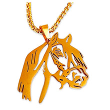 Gold stainless steel horse head necklace pendant with 3mm chain.