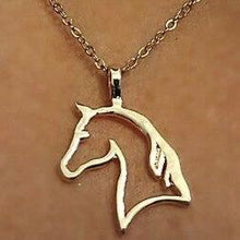 Horse head gold tone pendant necklace on chain