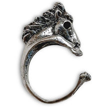 Horse Open Size Antique Silver Ring with adjustable design and detailed horse motif.