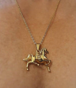 Horse GP Pendant with Cubic Zirconia Saddle Blanket Necklace