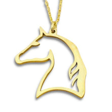 Horse Head Gold Tone Pendant Necklace