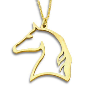 Horse Head Gold Tone Pendant Necklace