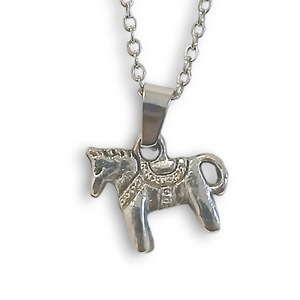 Dala Pony Small Silver Pendant Necklace on 50cm chain.