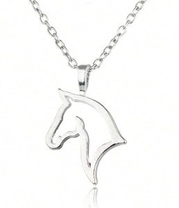 Outline Horse Head Silver Pendant