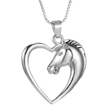 Love Heart Horse Head Silver Pendant Chain