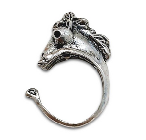 Horse Open Size Antique Silver Ring with adjustable horse design, elegant and durable for horse lovers.