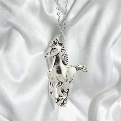 Horse Galloping Silver Necklace