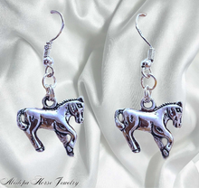Backing Up Horse Silver Earrings
