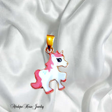 Pink and White Pony Pendant Necklace