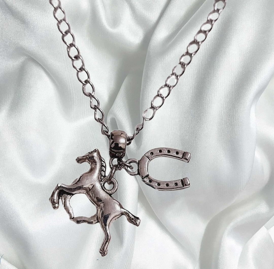 Horse + Charm Cluster Necklace