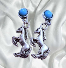 Blue Round Silver Metal Horse Rearing Studs