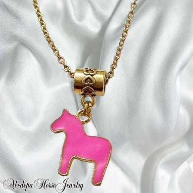 Pink Gold Pony Charm Necklace