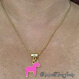Pink Gold Pony Charm Necklace