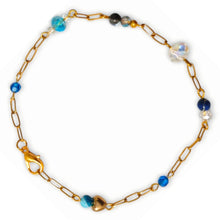 Clear Crystal Gemstone Gold Linked Bracelet -