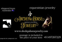 AbcdepaHorseJewelry website address with horse head photo next to writing 