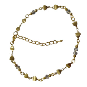 Anklet of Gold Hearts and Crystal Rondels . - AbcdepaHorseJewelry