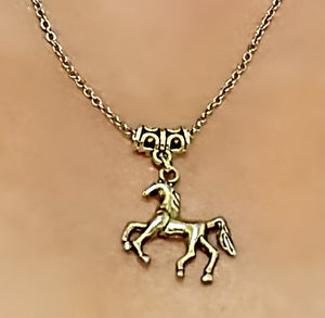 Antique Gold Horse Necklace - AbcdepaHorseJewelry