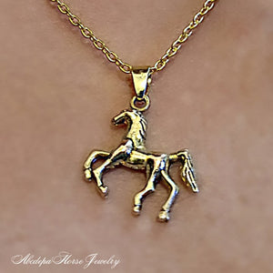 Antique Gold Horse Pendant - AbcdepaHorseJewelry