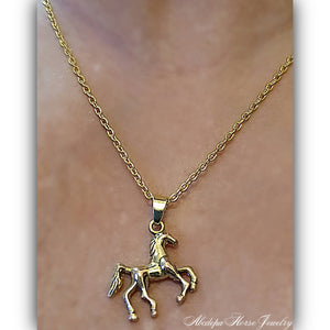 Antique Gold Horse Pendant - AbcdepaHorseJewelry