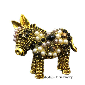 Antique Look Donkey Brooch - AbcdepaHorseJewelry