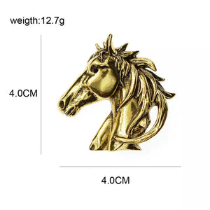 Antique Look Gold Horse head Brooch - AbcdepaHorseJewelry