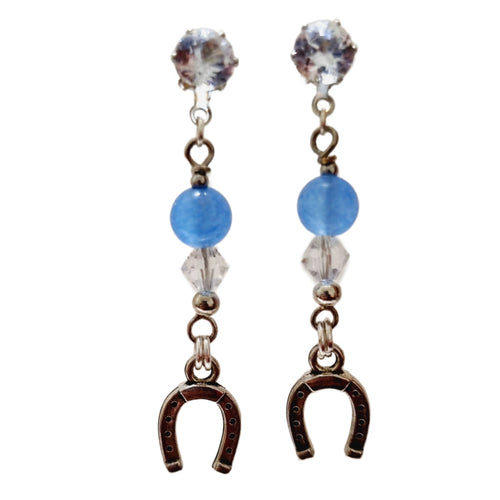 Blue Crystal Horse Earring - AbcdepaHorseJewelry