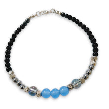 Blue Crystal Silver Beaded Bracelet - AbcdepaHorseJewelry