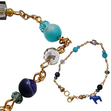 Blue Gemstone Beads with Crystal Cube Horse Charm Bracelet - AbcdepaHorseJewelry