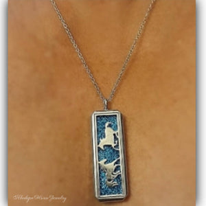 Blue Long Horse Locket Necklace - AbcdepaHorseJewelry