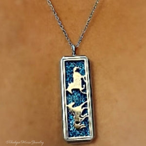 Blue Long Horse Locket Necklace - AbcdepaHorseJewelry