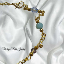 Blue Two Tone Gold Horseshoe Chain Bracelet - AbcdepaHorseJewelry