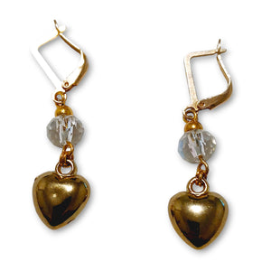 Clear Crystal Gold Loveheart Earrings - AbcdepaHorseJewelry