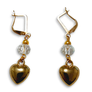 Clear Crystal Gold Loveheart Earrings - AbcdepaHorseJewelry