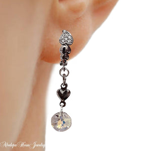 Crystal Heart Silver Leverback Earrings - AbcdepaHorseJewelry