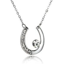 Crystal Upside Down Horseshoe Silver Necklace - AbcdepaHorseJewelry