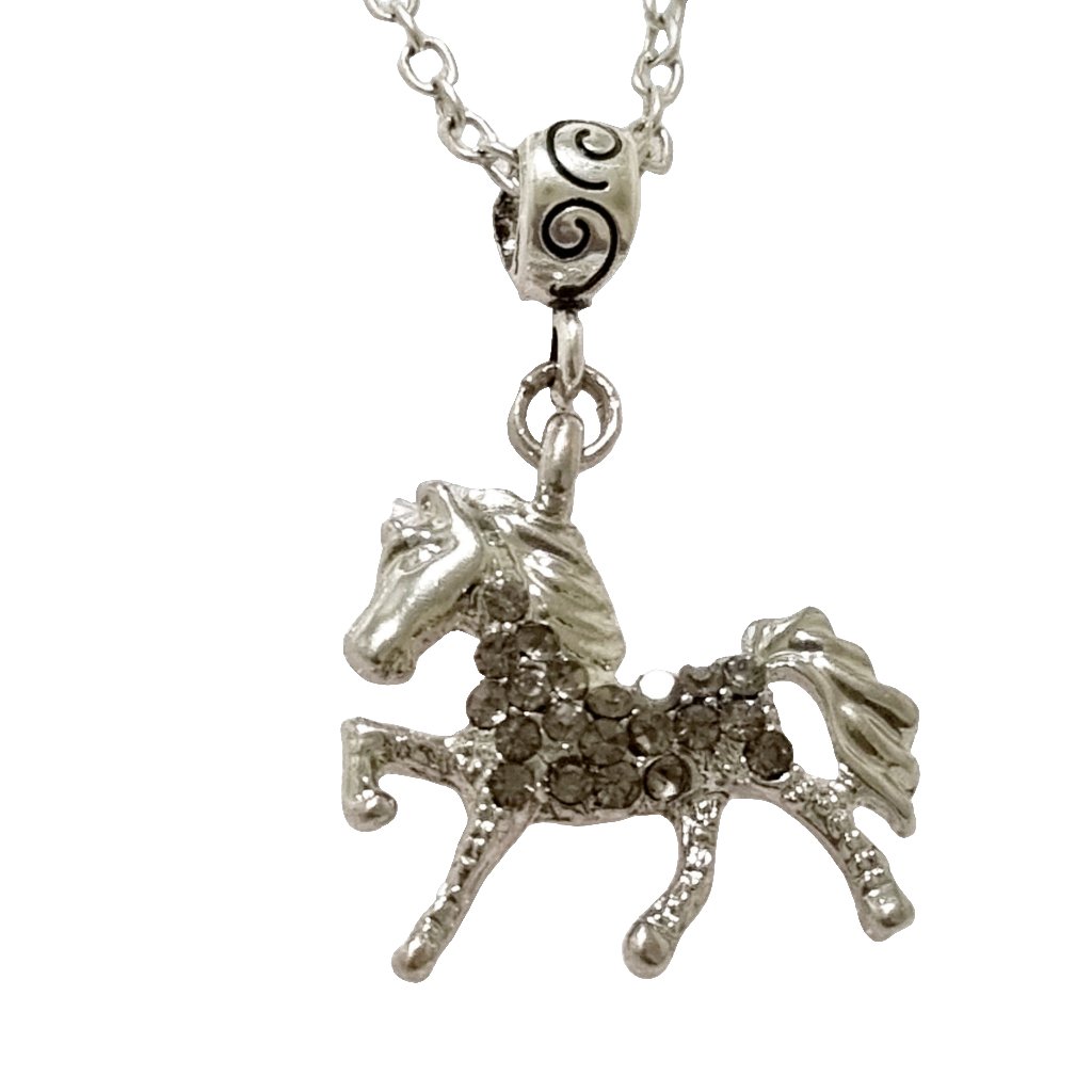 Dark Rhinestone Spotted Horse Necklace - AbcdepaHorseJewelry