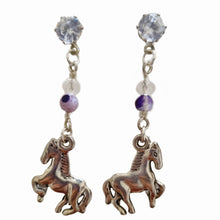 Diamonte Striped Agate Horse Earrings - AbcdepaHorseJewelry