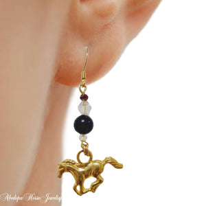 Equestrian Blue Sandstone Crystal Earrings - AbcdepaHorseJewelry