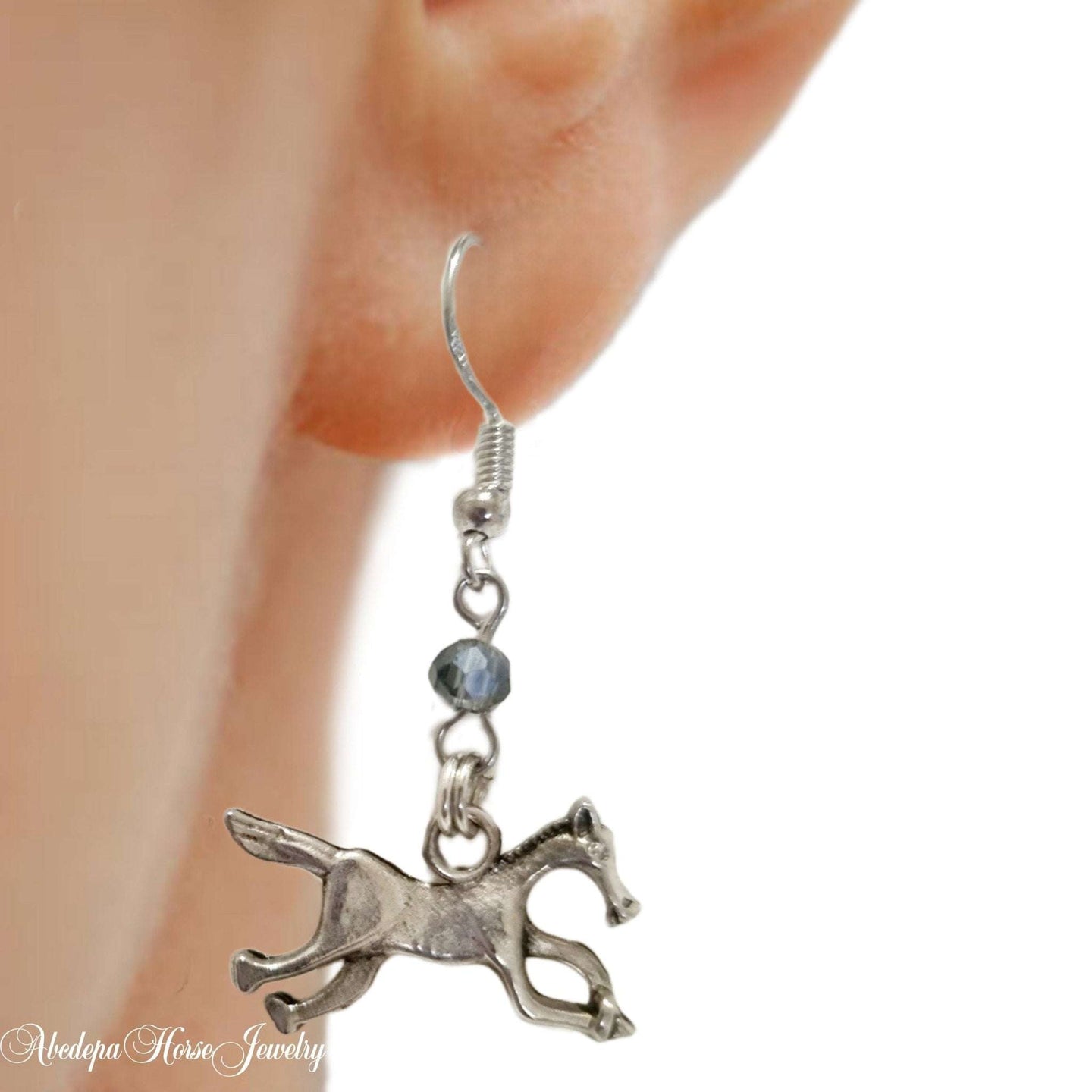  Horse Crystal Earrings - with 925 silver hooks.