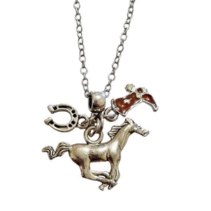 Galloping Mustang Horse Charm Necklace - AbcdepaHorseJewelry