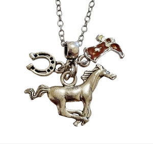 Galloping Mustang Horse Charm Necklace - AbcdepaHorseJewelry