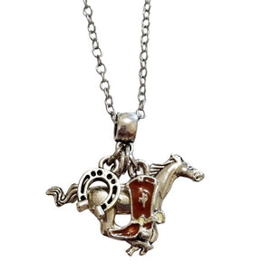 Galloping Mustang Horse Charm Necklace - AbcdepaHorseJewelry