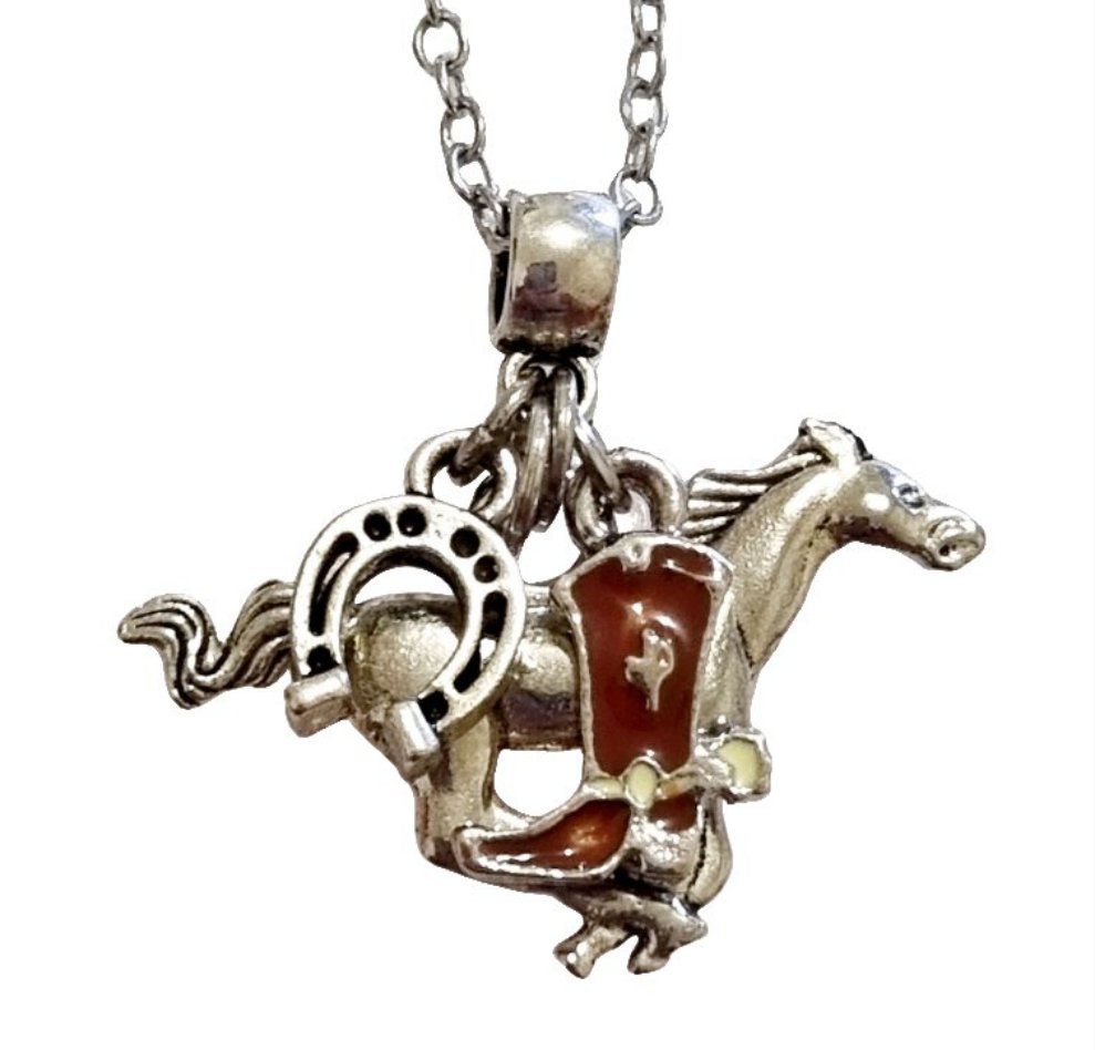 Galloping Mustang Horse Charm Necklace - AbcdepaHorseJewelry