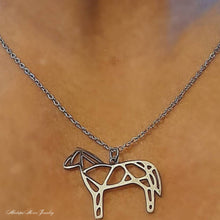 Geometric Silver Horse Pendant - AbcdepaHorseJewelry